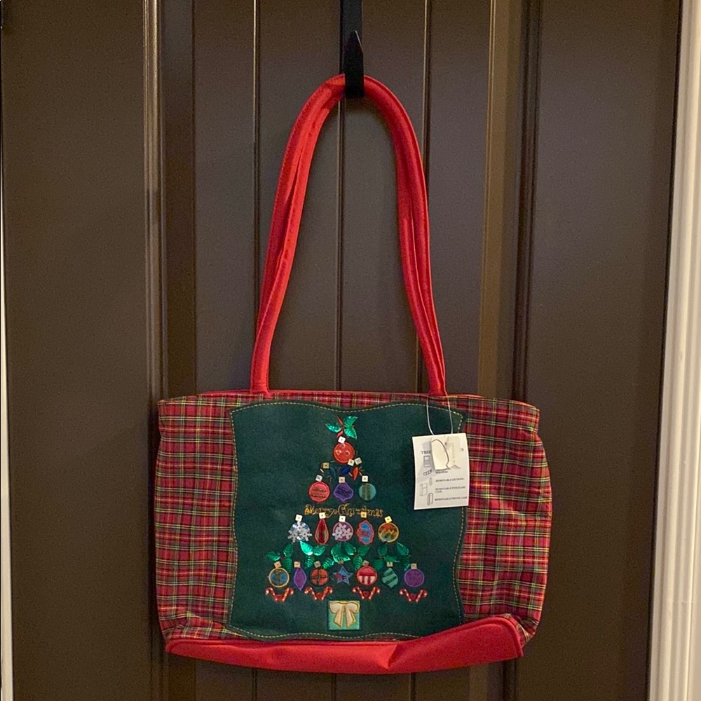 NWT Festive Red and Green Tote Bag by Kim Rogers